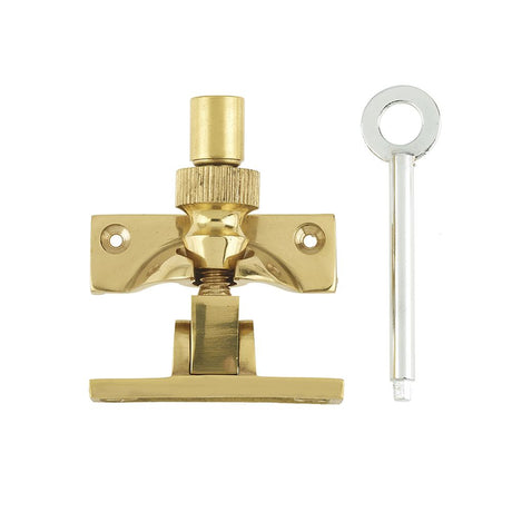 This is an image of a Frelan - Lockable Brighton Fastener - Polished Brass  that is availble to order from Trade Door Handles in Kendal.