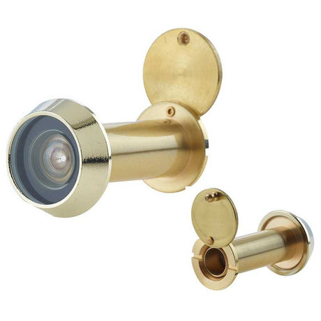 This is an image of a Frelan - 200 Degree Door Viewer 35-55mm - Polished Brass  that is availble to order from Trade Door Handles in Kendal.