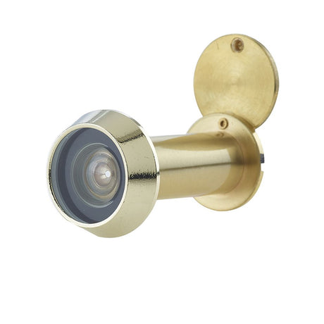 This is an image of a Frelan - 200 Degree Door Viewer 35-55mm - Satin Brass  that is availble to order from Trade Door Handles in Kendal.