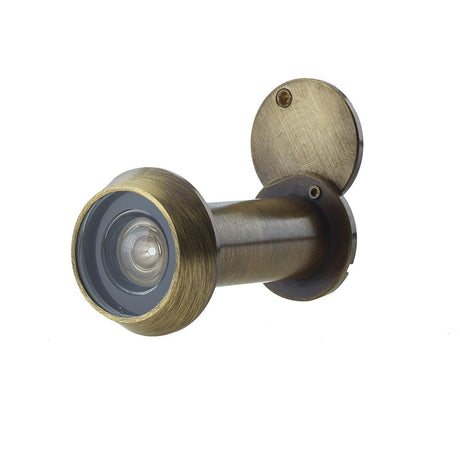 This is an image of a Frelan - 200 Degree Door Viewer 50-70mm - Antique Brass  that is availble to order from Trade Door Handles in Kendal.