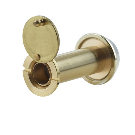 This is an image of a Frelan - 200 Degree Door Viewer 50-70mm - Polished Brass  that is availble to order from Trade Door Handles in Kendal.