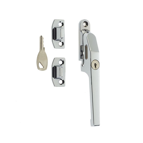 This is an image of a Frelan - Modern NV Lockable Casement Fastener - Polished Chrome  that is availble to order from Trade Door Handles in Kendal.