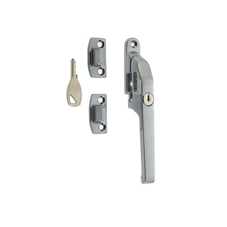This is an image of a Frelan - Modern NV Lockable Casement Fastener - Satin Chrome  that is availble to order from Trade Door Handles in Kendal.