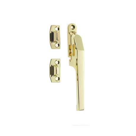 This is an image of a Frelan - Modern NV Non Lockable Casement Fastener - Polished Brass  that is availble to order from Trade Door Handles in Kendal.
