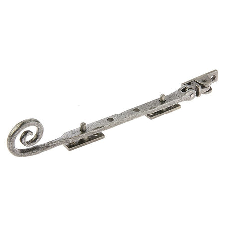 This is an image of a Frelan - Valley Forge 250mm Curly Tail Casement Stay - Pewter  that is availble to order from Trade Door Handles in Kendal.