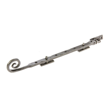 This is an image of a Frelan - Valley Forge 300mm Curly Tail Casement Stay - Pewter  that is availble to order from Trade Door Handles in Kendal.