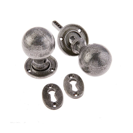 This is an image of a Frelan - Valley Forge Round Mortice Knobs - Pewter  that is availble to order from Trade Door Handles in Kendal.