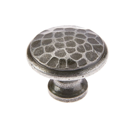 This is an image of a Frelan - Valley Forge 40mm Hammered Cabinet Knobs - Pewter  that is availble to order from Trade Door Handles in Kendal.