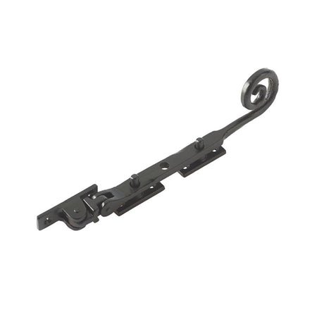 This is an image of a Frelan - Valley Forge 200mm Curly Tail Casement Stay - Black  that is availble to order from Trade Door Handles in Kendal.