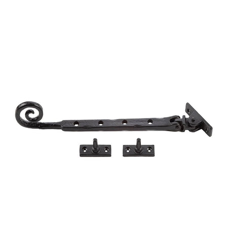 This is an image of a Frelan - Valley Forge 250mm Curly Tail Casement Stay - Black  that is availble to order from Trade Door Handles in Kendal.