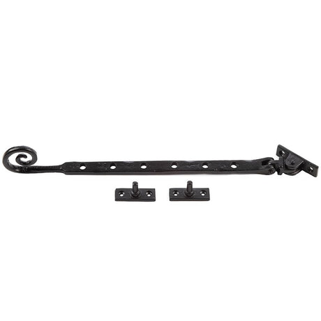 This is an image of a Frelan - Valley Forge 300mm Curly Tail Casement Stay - Black  that is availble to order from Trade Door Handles in Kendal.