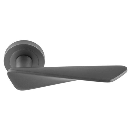 This is an image of a Manital - Intona Lever on Round Rose - Anthracite in5ant that is availble to order from Trade Door Handles in Kendal.