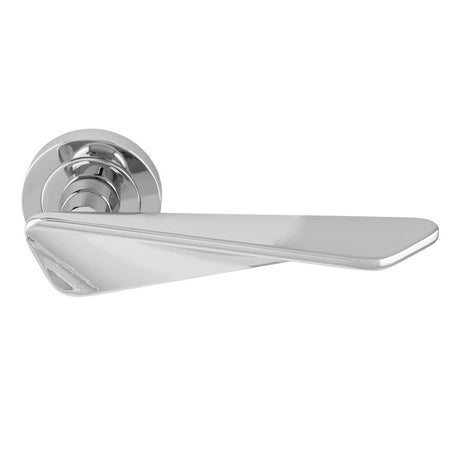 This is an image of a Manital - Intona Lever on Round Rose - Polished Chrome in5cp that is availble to order from Trade Door Handles in Kendal.
