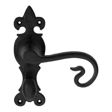 This is an image of a Ludlow - Curly Tail Lever on WC Backplate - Black Antique that is availble to order from Trade Door Handles in Kendal.