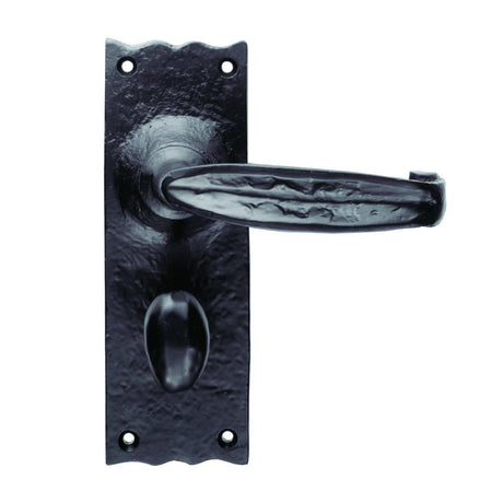 This is an image of a Ludlow - Traditional V Lever on WC Backplate - Black Antique that is availble to order from Trade Door Handles in Kendal.