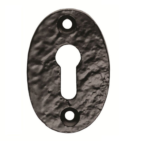 This is an image of a Ludlow - Oval Shape Escutcheon - Black Antique that is availble to order from Trade Door Handles in Kendal.