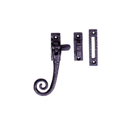 This is an image of a Ludlow - Curly Tail Casement Fastener - Black Antique  that is availble to order from Trade Door Handles in Kendal.