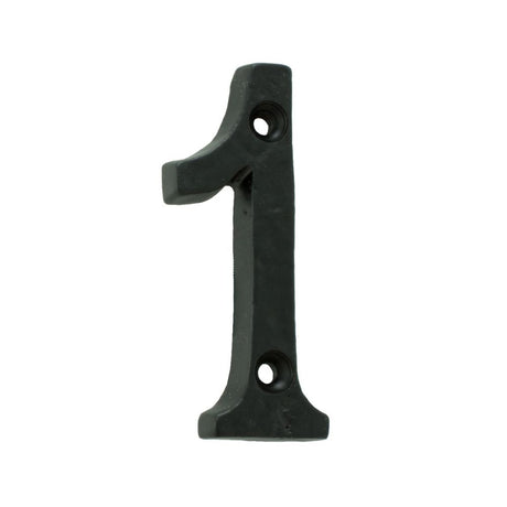 This is an image of a Ludlow - Numeral 1 (Face Fix) - Black Antique that is availble to order from Trade Door Handles in Kendal.