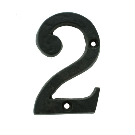 This is an image of a Ludlow - Numeral 2 (Face Fix) - Black Antique that is availble to order from Trade Door Handles in Kendal.