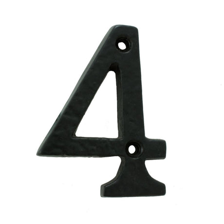 This is an image of a Ludlow - Numeral 4 (Face Fix) - Black Antique that is availble to order from Trade Door Handles in Kendal.
