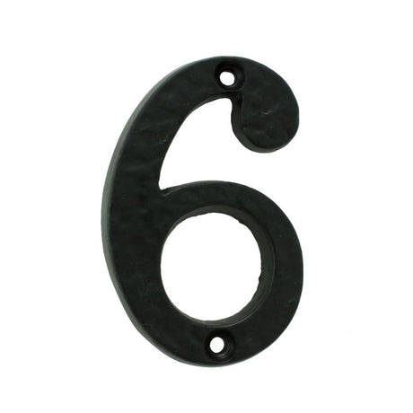 This is an image of a Ludlow - Numeral 6/9 (Face Fix) - Black Antique  that is availble to order from Trade Door Handles in Kendal.