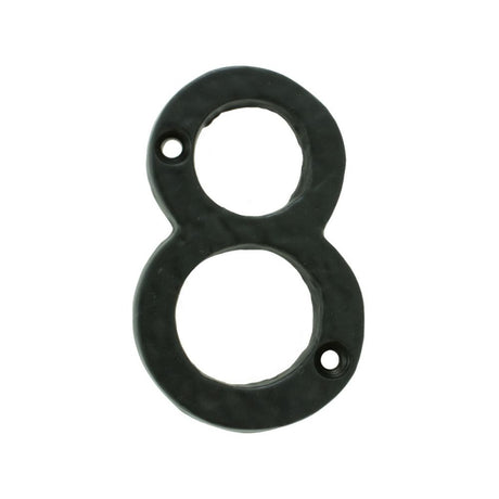 This is an image of a Ludlow - Numeral 8 (Face Fix) - Black Antique  that is availble to order from Trade Door Handles in Kendal.