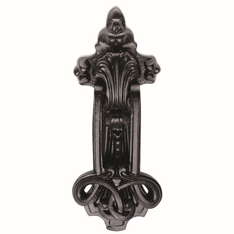 This is an image of a Ludlow - Ornate Door Knocker - Black Antique that is availble to order from Trade Door Handles in Kendal.