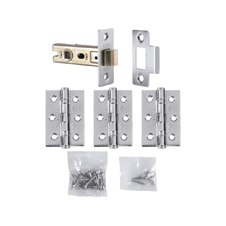 This is an image of a Carlisle Brass - Hinge & Latch Pack - Polished Chrome that is availble to order from Trade Door Handles in Kendal.