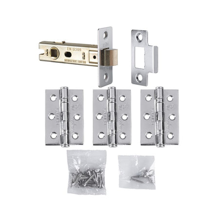 This is an image of a Carlisle Brass - Hinge & Latch Pack - Polished Chrome that is availble to order from Trade Door Handles in Kendal.