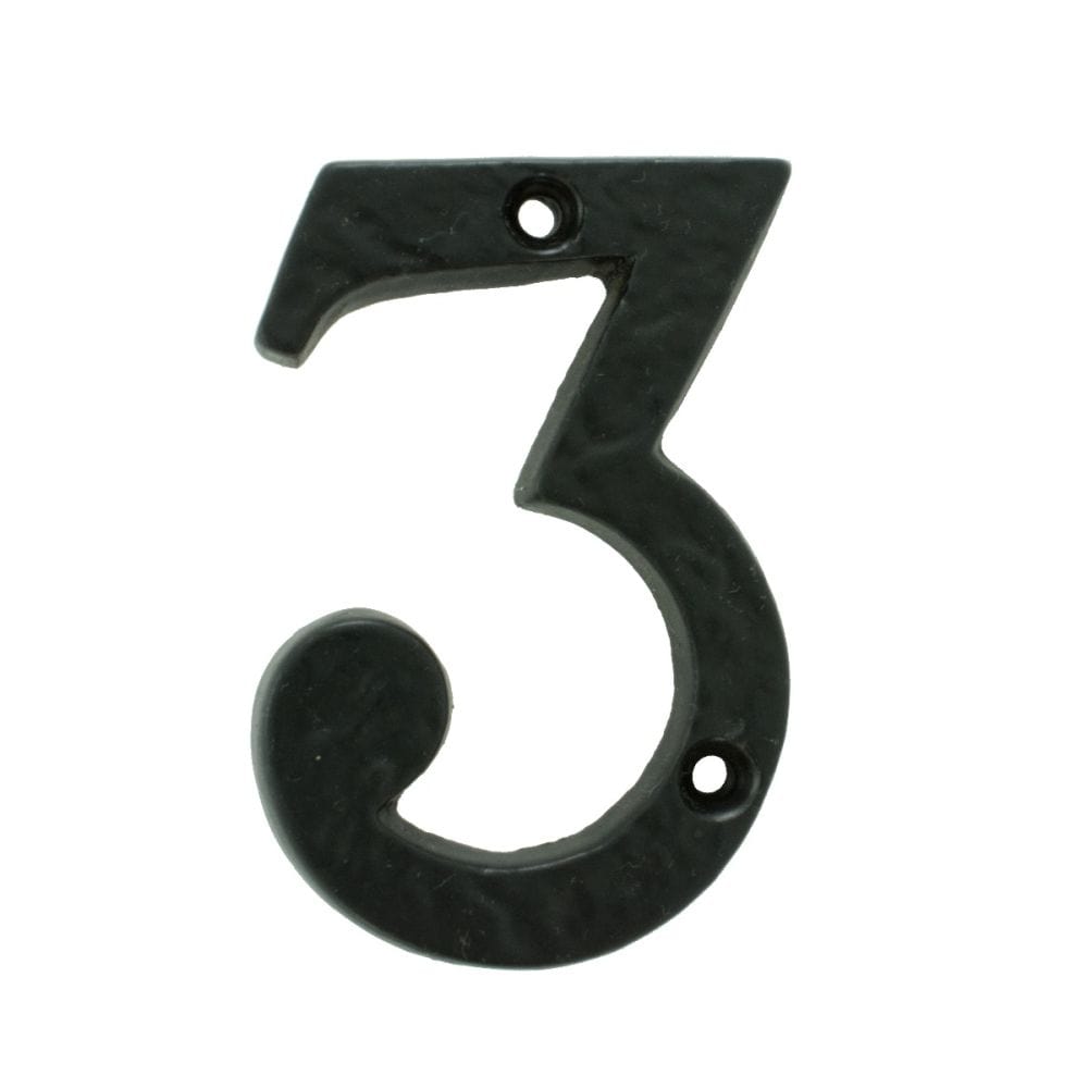 Ludlow Foundries Door Furniture Antique Black / Numerals / 3 Ludlow - Numeral 3 (Face Fix) - Black Antique