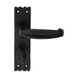 Ludlow Foundries Door Furniture Antique Black / Bathroom Lock Handles Ludlow - Slimline V Lever on Bathroom Backplate - Black Antique