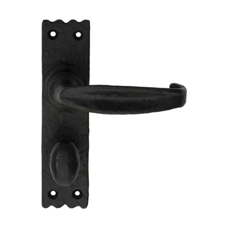 Ludlow Foundries Door Furniture Antique Black / Bathroom Lock Handles Ludlow - Slimline V Lever on Bathroom Backplate - Black Antique