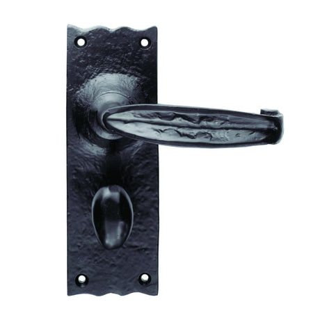 Ludlow Foundries Door Furniture Antique Black / Bathroom Lock Handles Ludlow - Traditional V Lever on WC Backplate - Black Antique