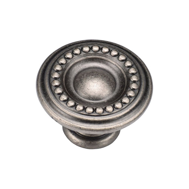 M.Marcus Cabinet Hardware Distressed Pewter / Cabinet Knobs / 35mm Dia. M.Marcus - Beaded Round Knob 035mm Distressed Pewter Finish