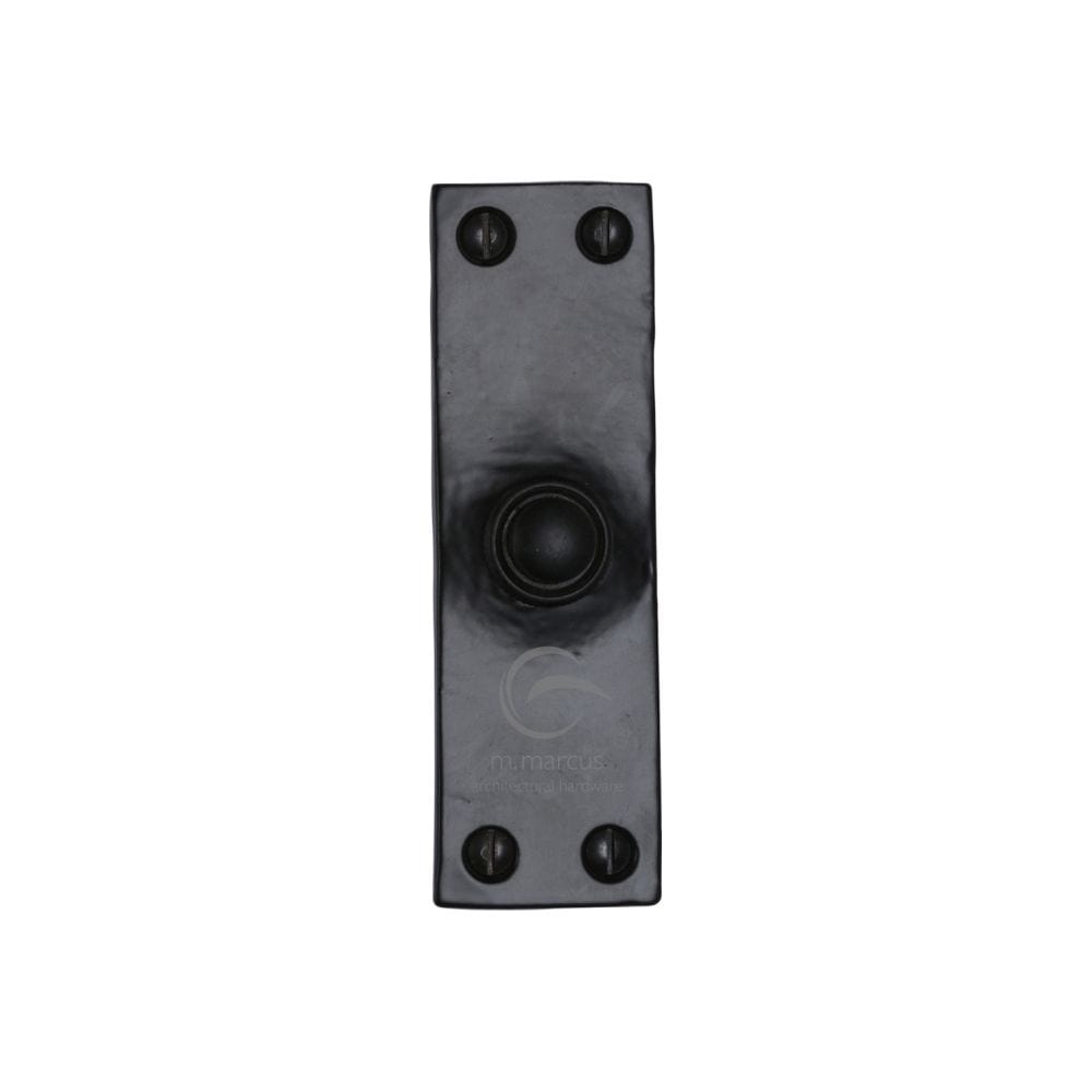 M.Marcus Door Furniture Matt Black / Rectangular Bell Push M.Marcus - Black Iron Rustic Bell Push 4" x 1.25"