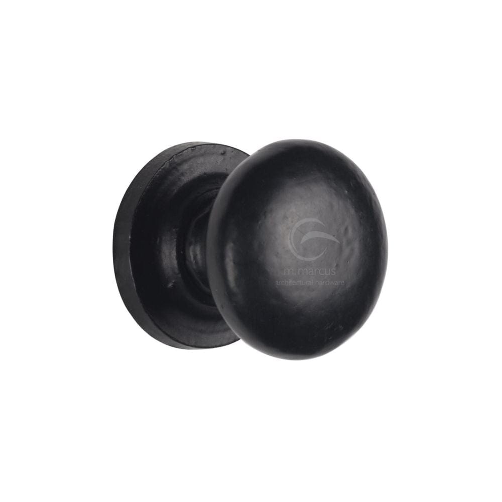 M.Marcus Cabinet Hardware Matt Black / Cabinet Knobs / 25mm Dia. M.Marcus - Black Iron Rustic Cabinet Knob on Round Plate Round Design 25mm