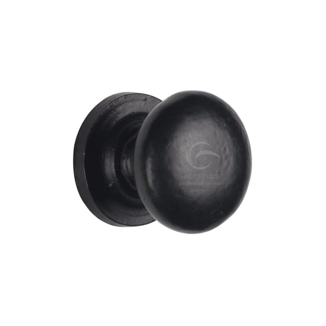 M.Marcus Cabinet Hardware Matt Black / Cabinet Knobs / 25mm Dia. M.Marcus - Black Iron Rustic Cabinet Knob on Round Plate Round Design 25mm