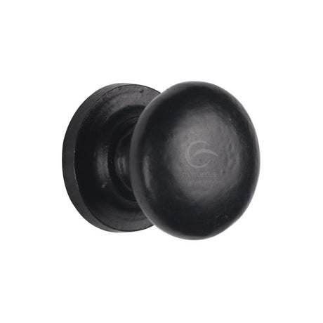 M.Marcus Cabinet Hardware Matt Black / Cabinet Knobs / 32mm Dia. M.Marcus - Black Iron Rustic Cabinet Knob on Round Plate Round Design 32mm