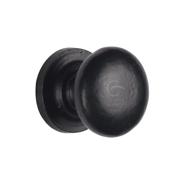 M.Marcus Cabinet Hardware Matt Black / Cabinet Knobs / 32mm Dia. M.Marcus - Black Iron Rustic Cabinet Knob on Round Plate Round Design 32mm