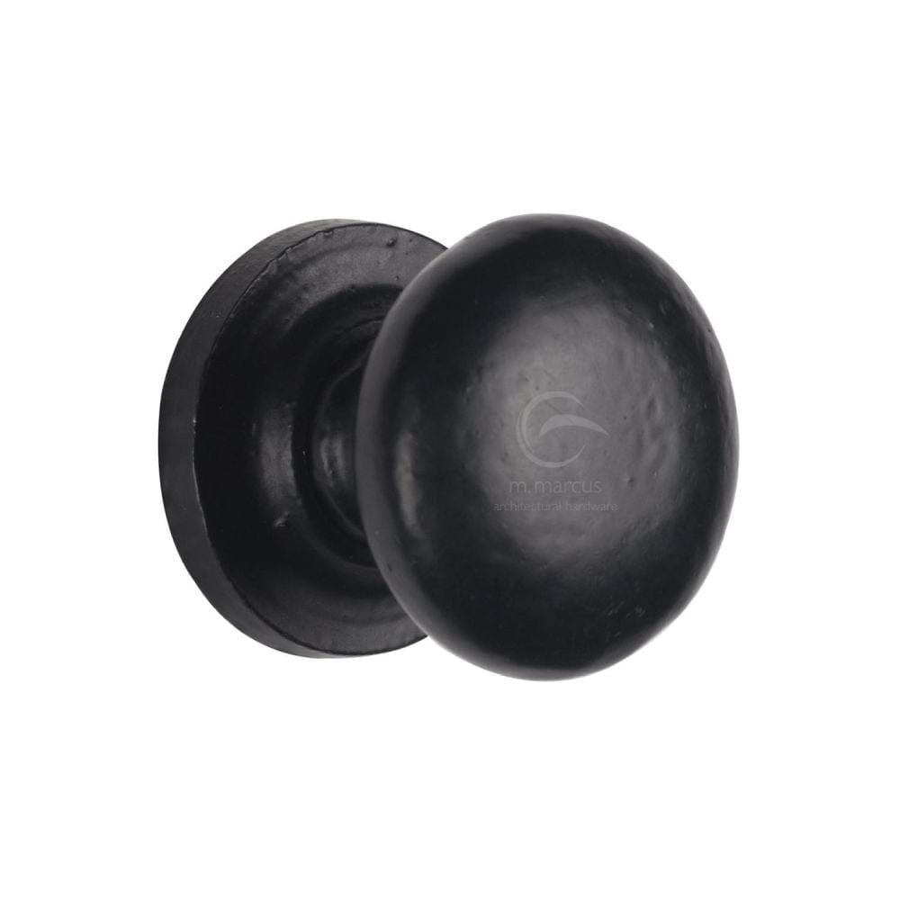 M.Marcus Cabinet Hardware Matt Black / Cabinet Knobs / 38mm Dia. M.Marcus - Black Iron Rustic Cabinet Knob on Round Plate Round Design 38mm