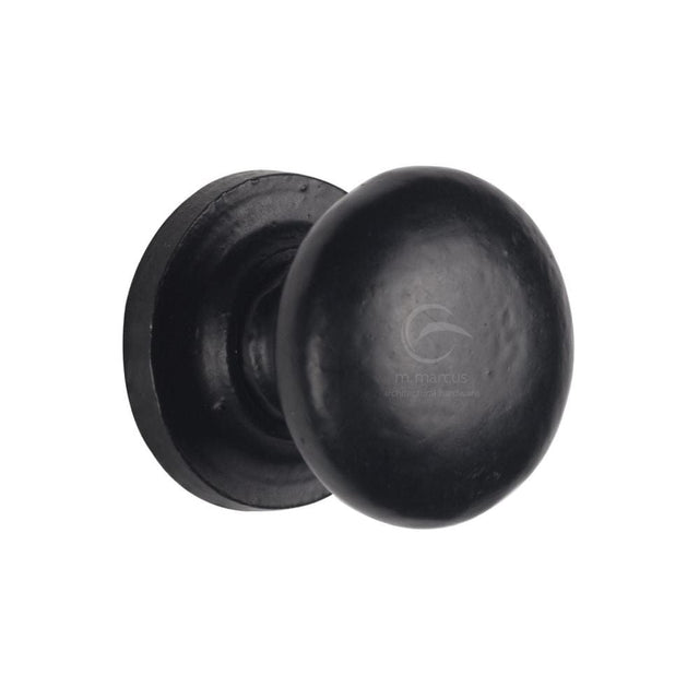 M.Marcus Cabinet Hardware Matt Black / Cabinet Knobs / 38mm Dia. M.Marcus - Black Iron Rustic Cabinet Knob on Round Plate Round Design 38mm