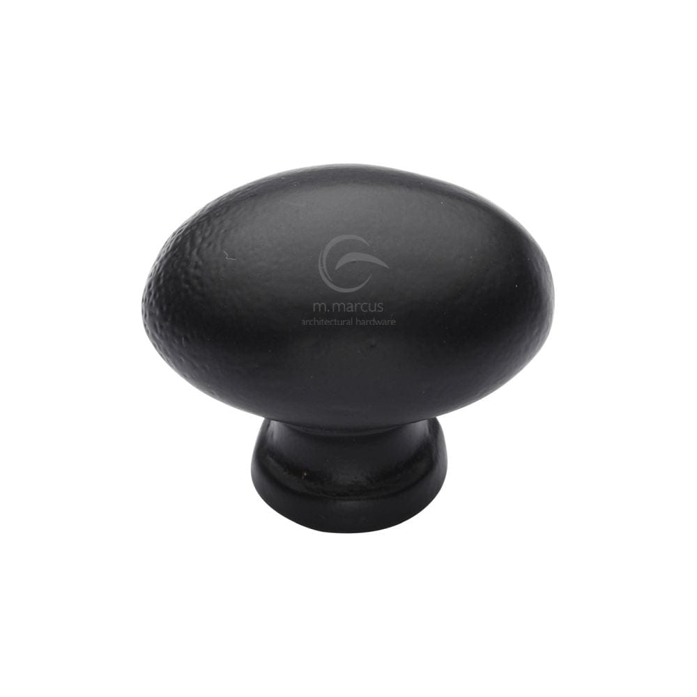 M.Marcus Cabinet Hardware Matt Black / Cabinet Knobs / 32mm Dia. M.Marcus - Black Iron Rustic Cabinet Knob Oval Design 32mm