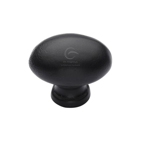 M.Marcus Cabinet Hardware Matt Black / Cabinet Knobs / 32mm Dia. M.Marcus - Black Iron Rustic Cabinet Knob Oval Design 32mm