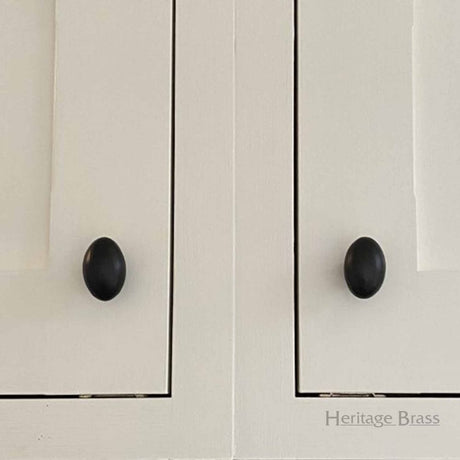 M.Marcus Cabinet Hardware Matt Black / Cabinet Knobs / 38mm Dia. M.Marcus - Black Iron Rustic Cabinet Knob Oval Design 38mm