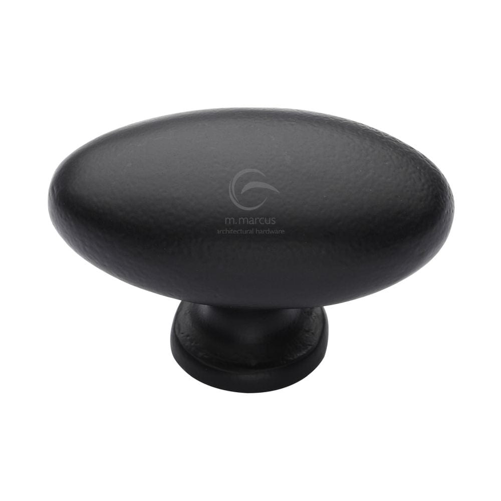 M.Marcus Cabinet Hardware Matt Black / Cabinet Knobs / 50mm Dia. M.Marcus - Black Iron Rustic Cabinet Knob Oval Design 50mm