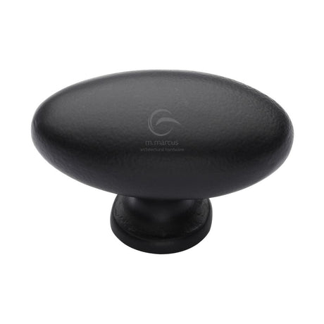 M.Marcus Cabinet Hardware Matt Black / Cabinet Knobs / 50mm Dia. M.Marcus - Black Iron Rustic Cabinet Knob Oval Design 50mm