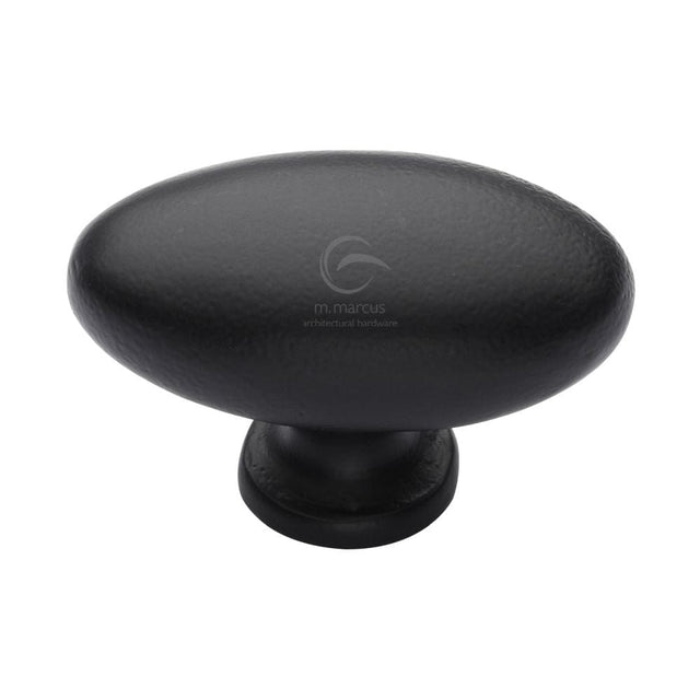 M.Marcus Cabinet Hardware Matt Black / Cabinet Knobs / 50mm Dia. M.Marcus - Black Iron Rustic Cabinet Knob Oval Design 50mm