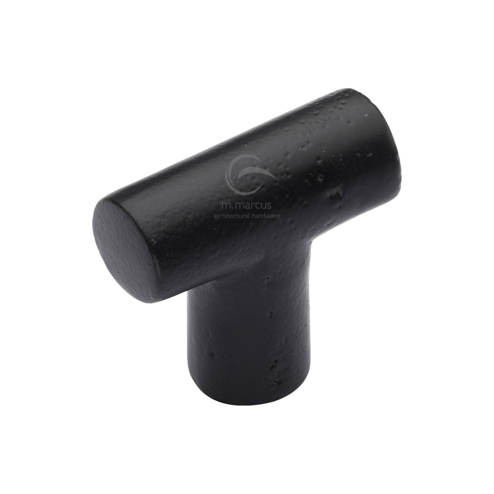 M.Marcus Cabinet Hardware Matt Black / Cabinet Knobs / 35mm Dia. M.Marcus - Black Iron Rustic Cabinet Knob T Shaped Design 35mm