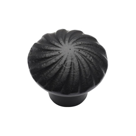 M.Marcus Cabinet Hardware Matt Black / Cabinet Knobs / 32mm Dia. M.Marcus - Black Iron Rustic Cabinet Knob Wheel Design 32mm