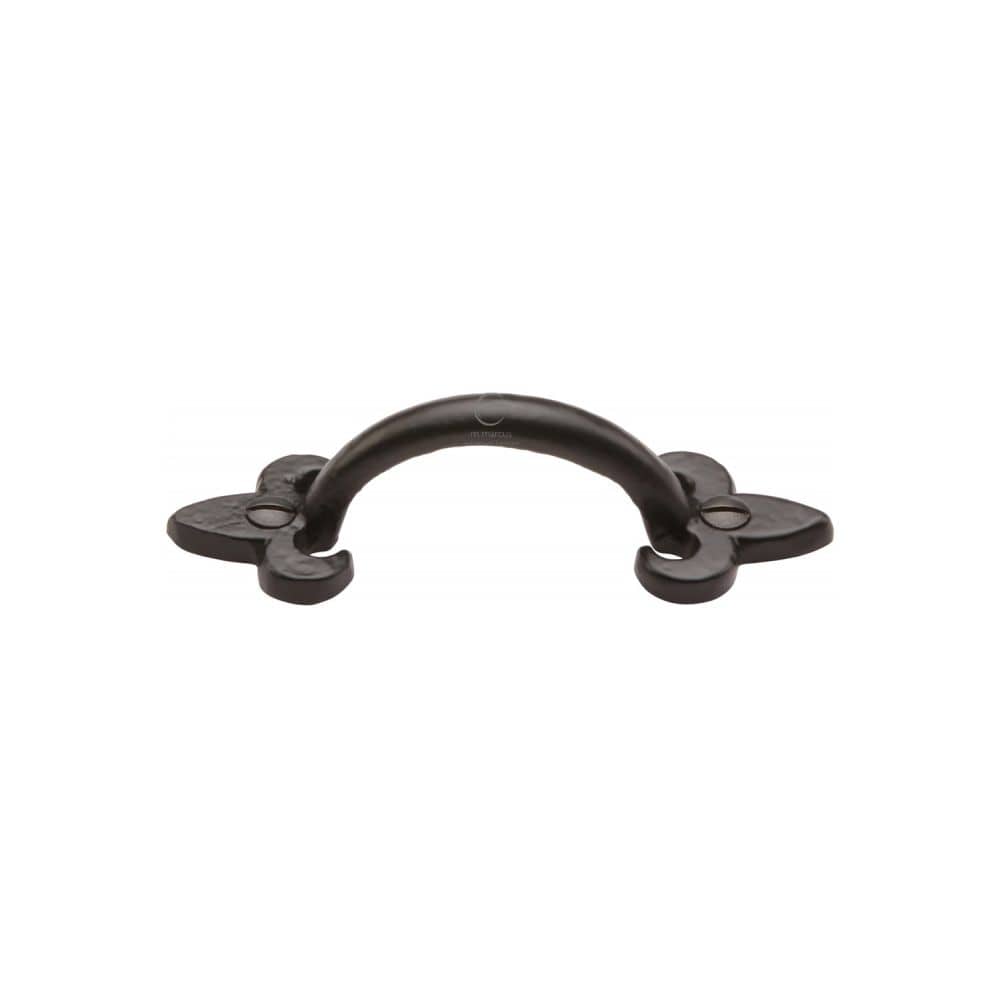 M.Marcus Cabinet Hardware Matt Black / Cabinet Pull Handles / 102mm c/c M.Marcus - Black Iron Rustic Cabinet Pull Fleur-de-lys Design 102mm